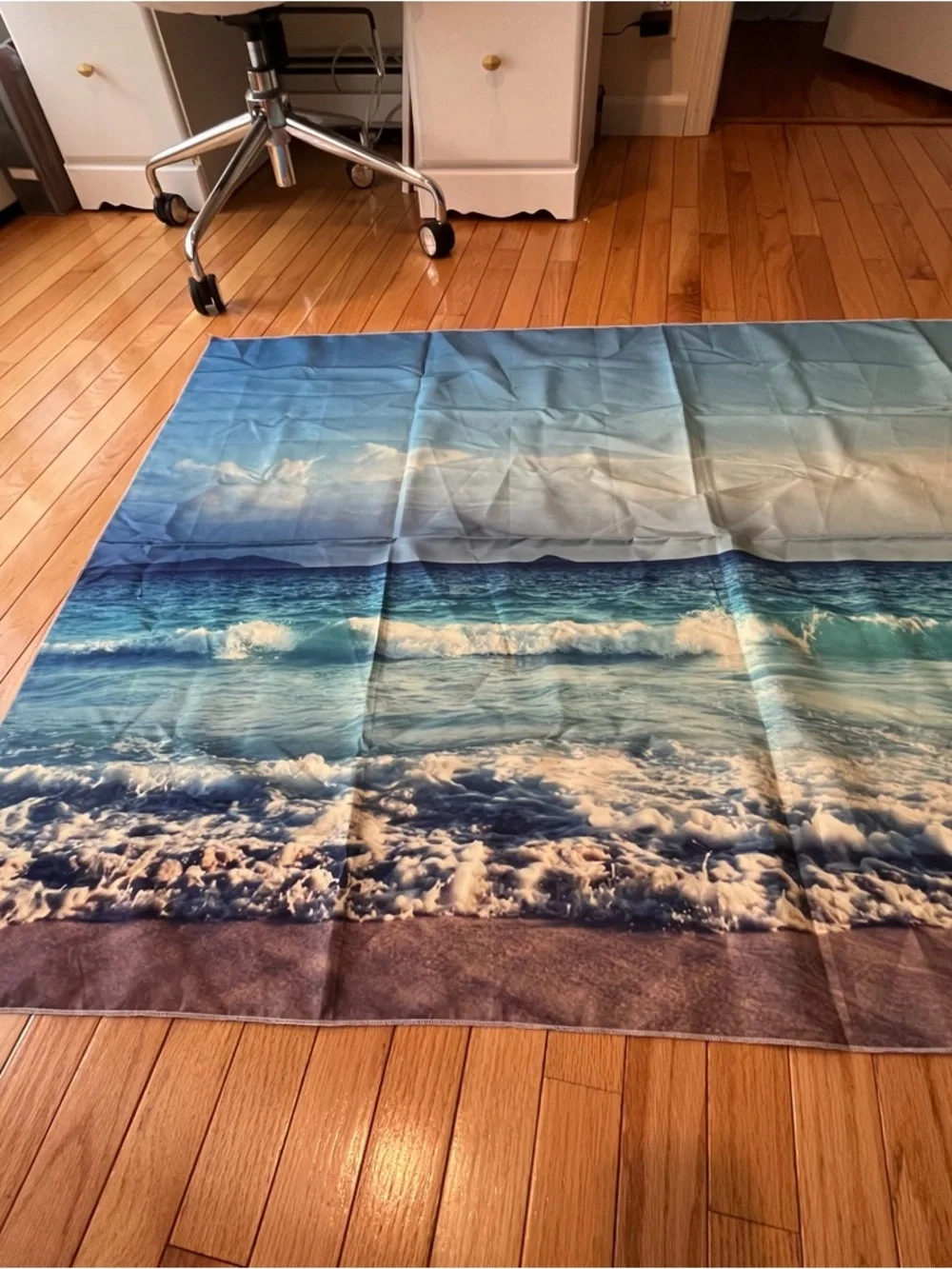 Coastal Wave Wall Tapestry - Blue Beach Scene